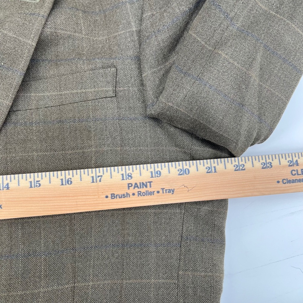 Jos A Bank 39R Blazer Mens Brown Plaid Silk Wool Blend Sport Coat 2 Button - Picture 6 of 13